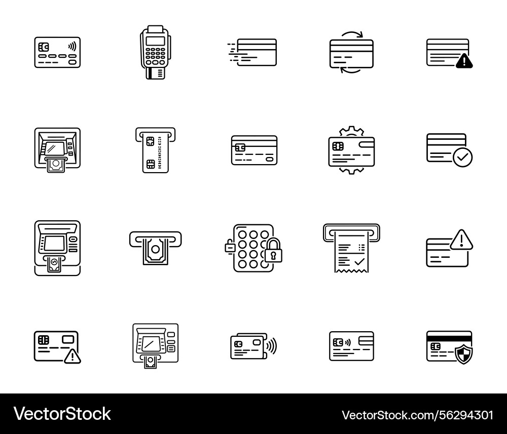 20 atm and card transactions icons set vector image