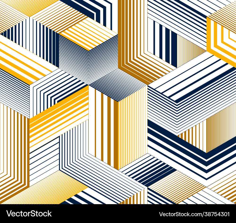 3d cubes seamless pattern background lined 3d cubes seamless pattern background lined vector image