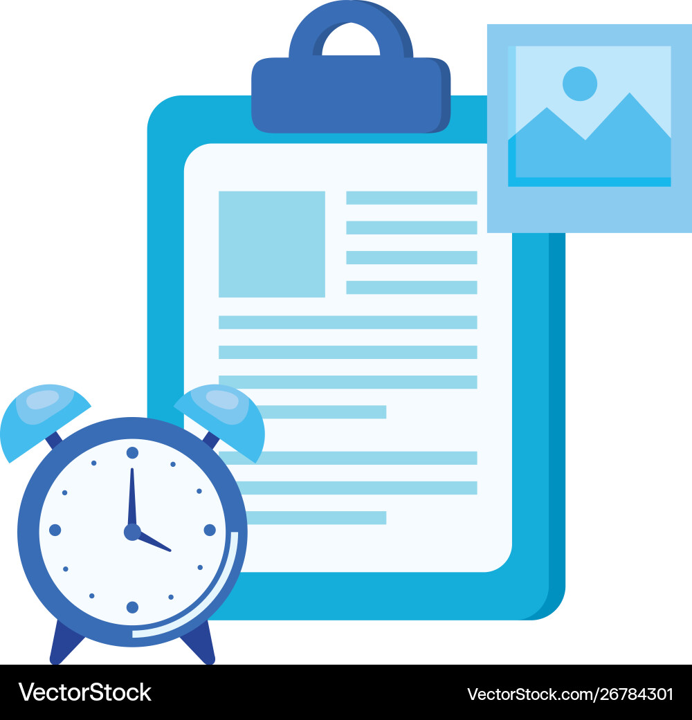 Alarm clock with checklist icon vector image