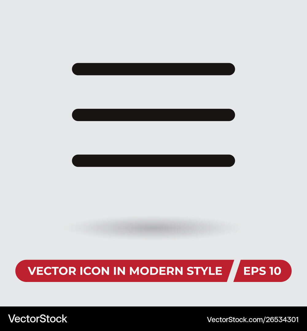 Bars icon in modern style for web site and mobile Bars icon in modern style for web site and mobile Vector Image