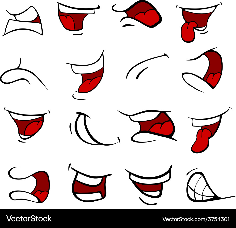 Cartoon Mouth Expressions Vector Image