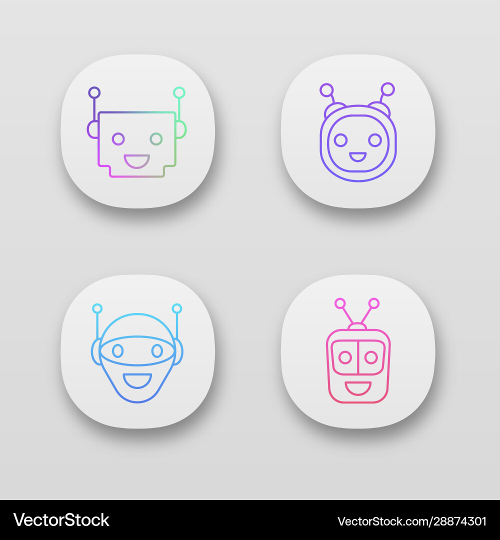Chatbot app icons set Vector Image