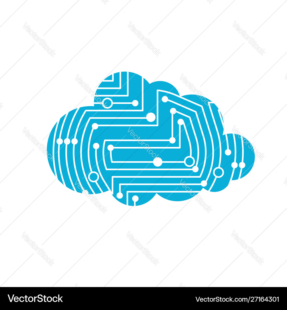 Digital cloud printed circuit eddy computer Digital cloud printed circuit eddy computer vector image