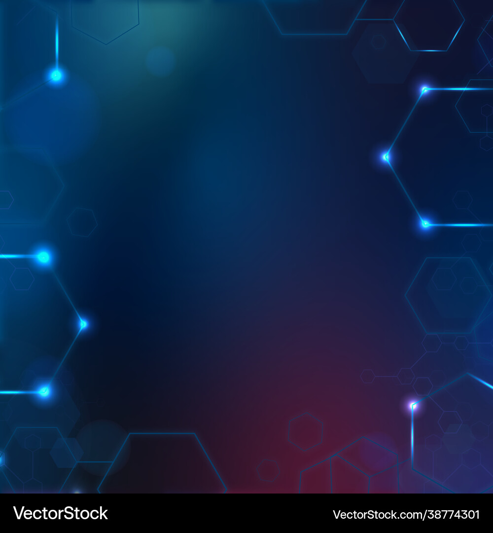 Digital technology background with hexagon frame vector image