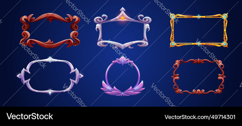 Fantasy game ui frame for avatar or menu banner Fantasy game ui frame for avatar or menu banner vector image