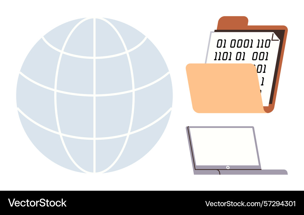 Globaler Datenaustausch mit einem Globus binär Globaler Datenaustausch mit einem Globus binär Vektorbild
