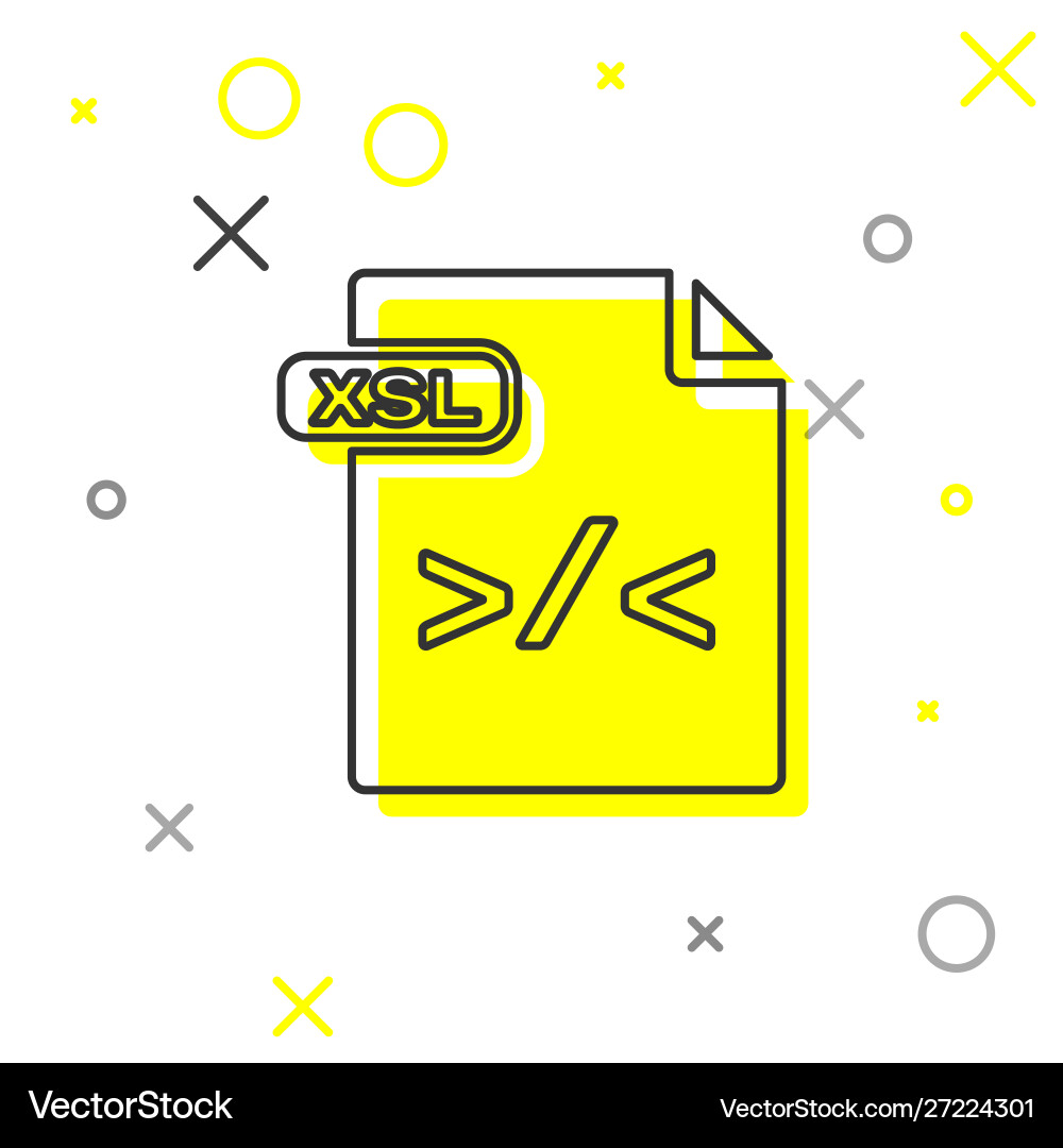 Grey line xsl file document download button Vector Image