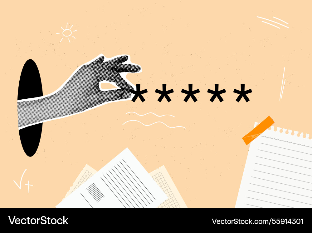 Halftone hand password manual input pin code Halftone hand password manual input pin code vector image