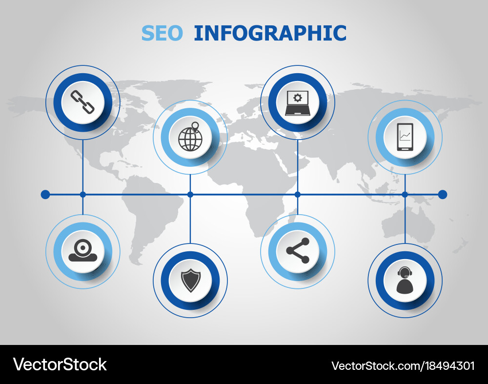 Infographic design with seo icons Royalty Free Vector Image