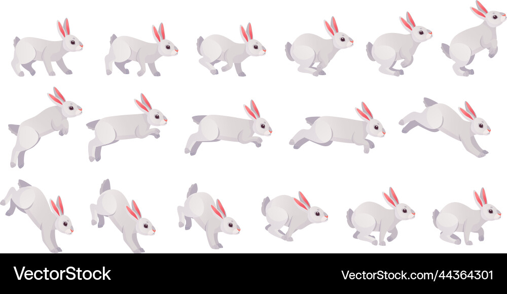 Rabbit Animation: Running Hare Sprite Sheet vector image