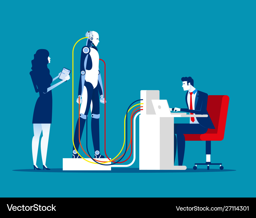 Robotics and technology concept business robot Robotics and technology concept business robot vector image
