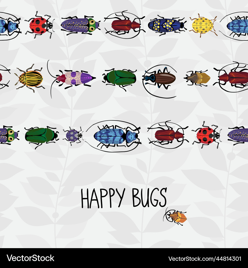 Seamless border with colorful bugs Seamless border with colorful bugs vector image
