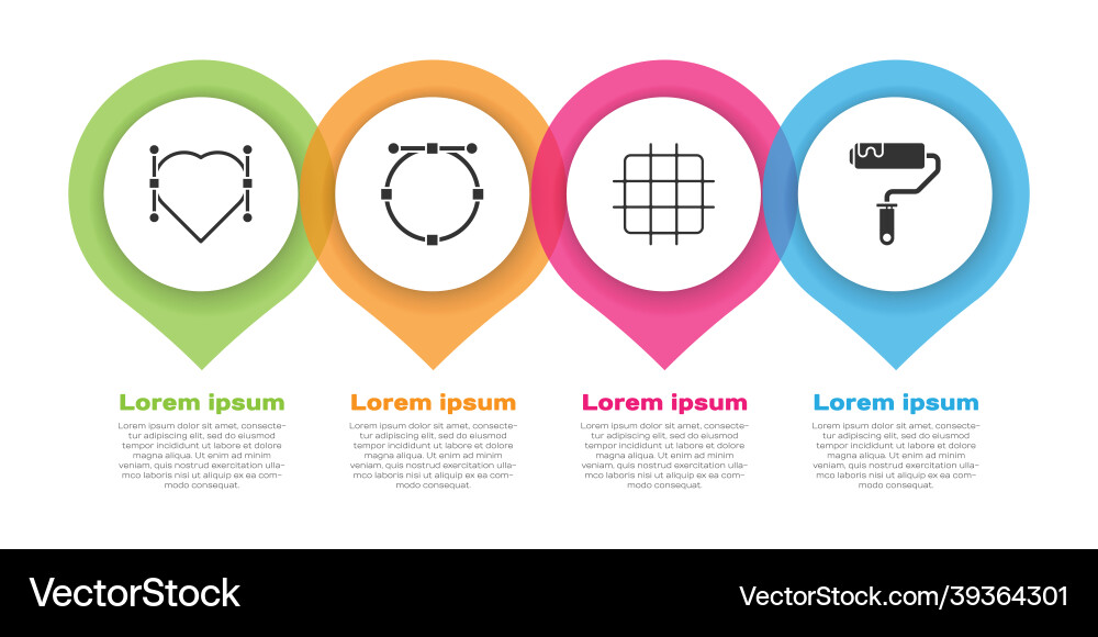 Set heart with bezier curve circle Set heart with bezier curve circle vector image