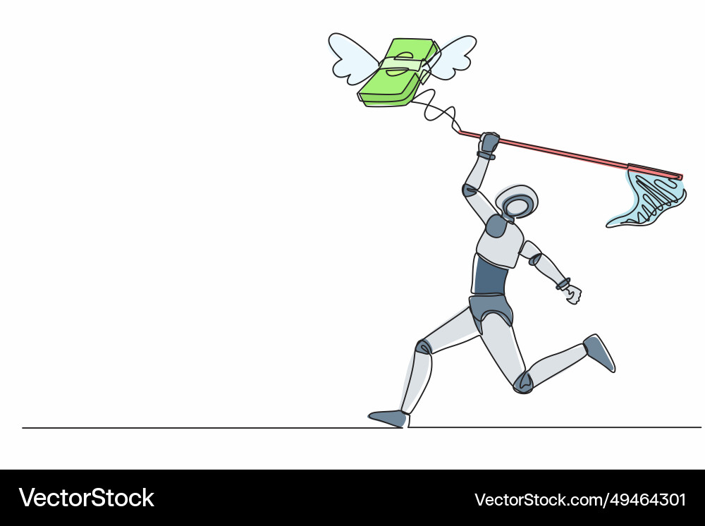 Single continuous line drawing robot try Single continuous line drawing robot try vector image