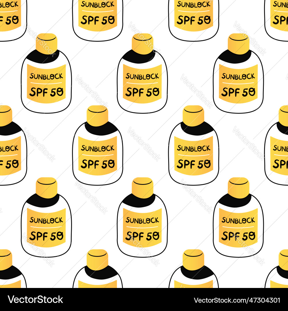 Sunblock bottle seamless pattern Sunblock bottle seamless pattern vector image