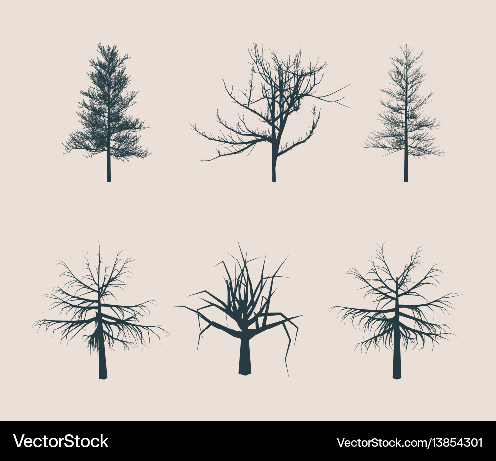 Toter Baum ohne Blätter Silhouetten Toter Baum ohne Blätter Silhouetten vektorbild