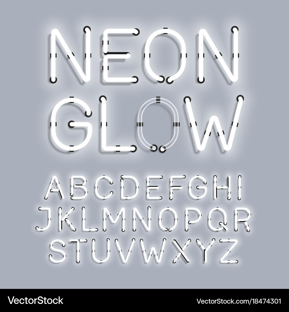 White Neon Alphabet Sign vector image
