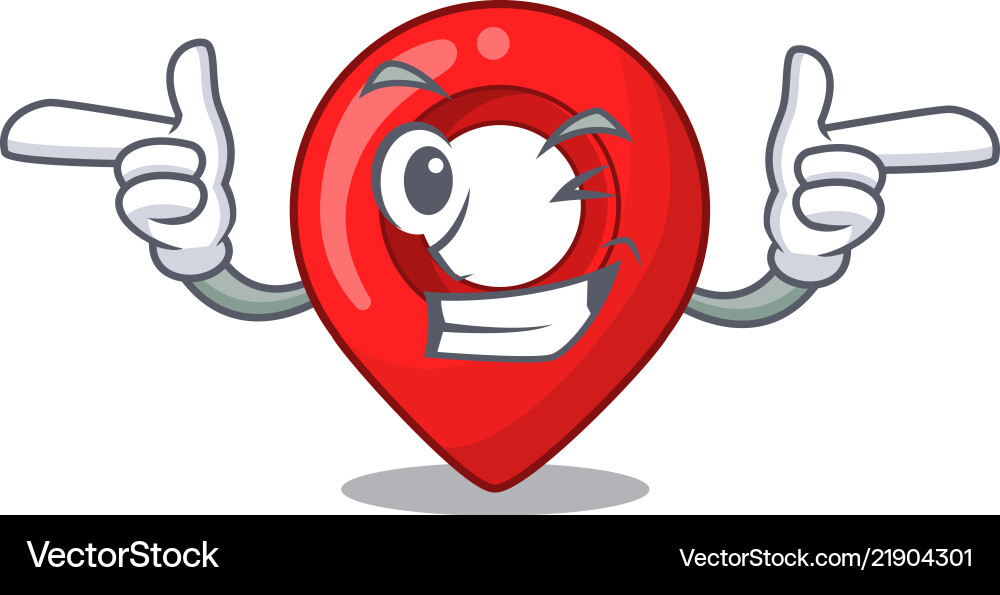 Wink navigation pin location map character cartoon vector image