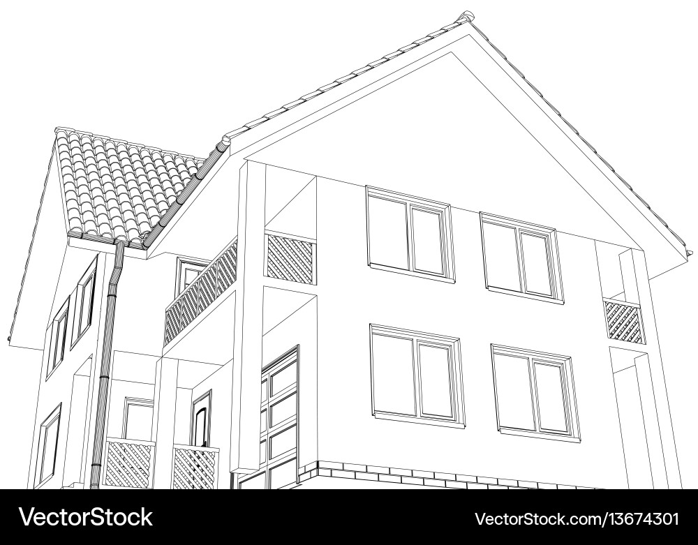 Wire-frame building on the white background Wire-frame building on the white background vector image