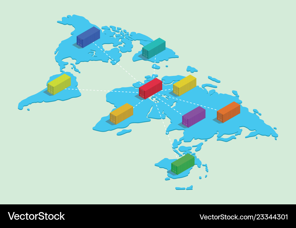 World wide shipping with container network World wide shipping with container network vector image