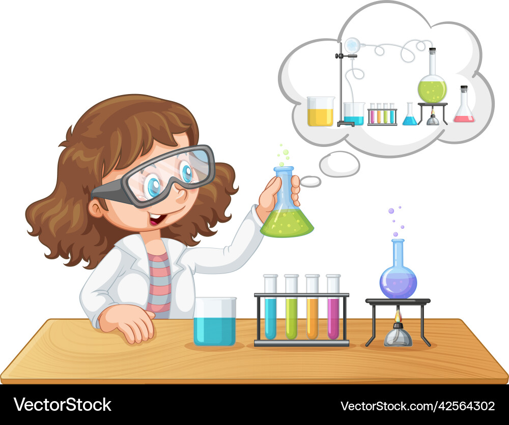 A scientist experiment with speech bubble A scientist experiment with speech bubble vector image