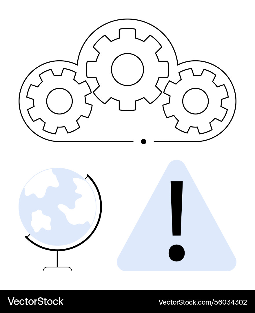 Cloud computing connections with alert symbol Cloud computing connections with alert symbol vector image