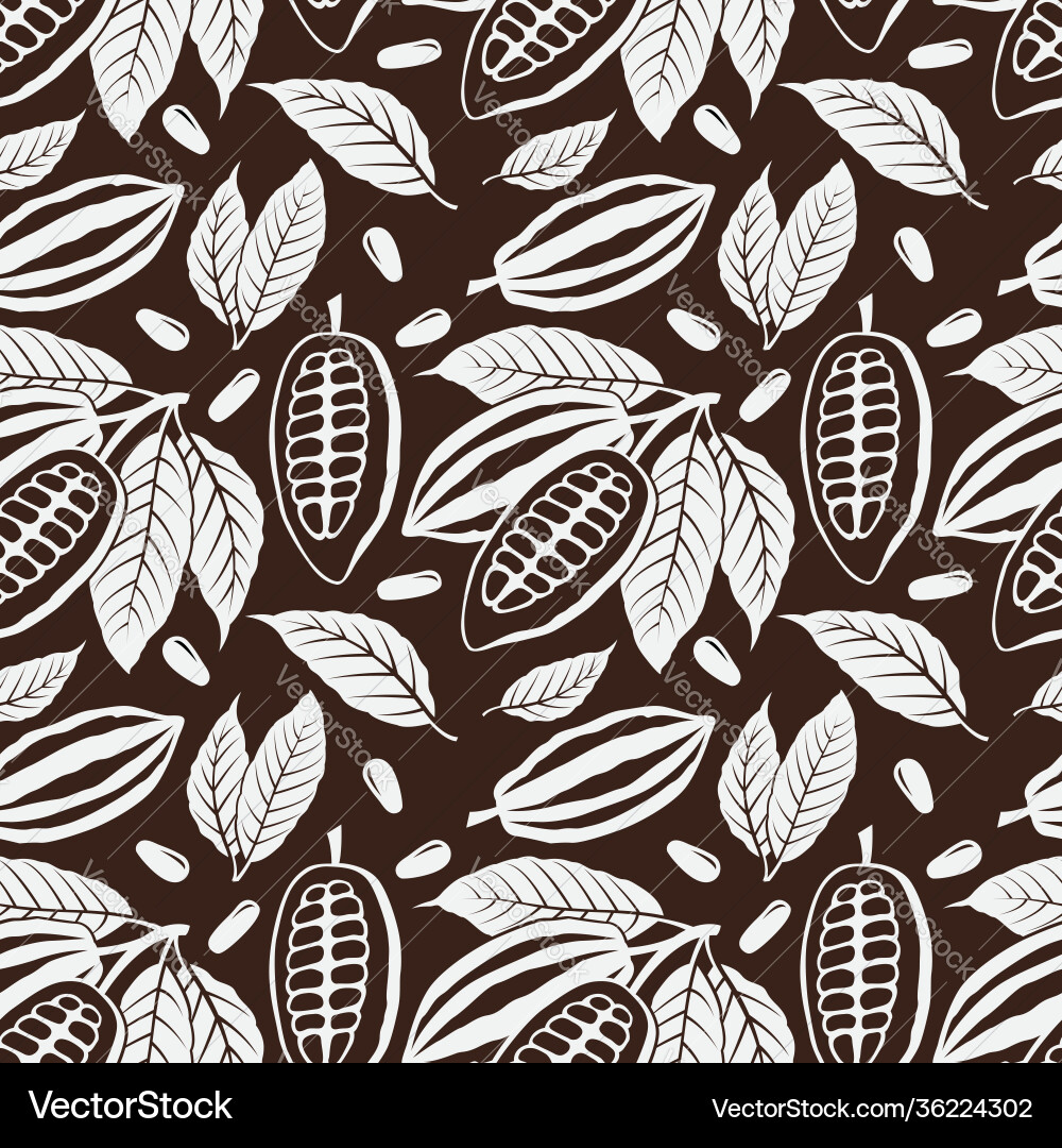 Cocoa Bean Pattern - Seamless vector image