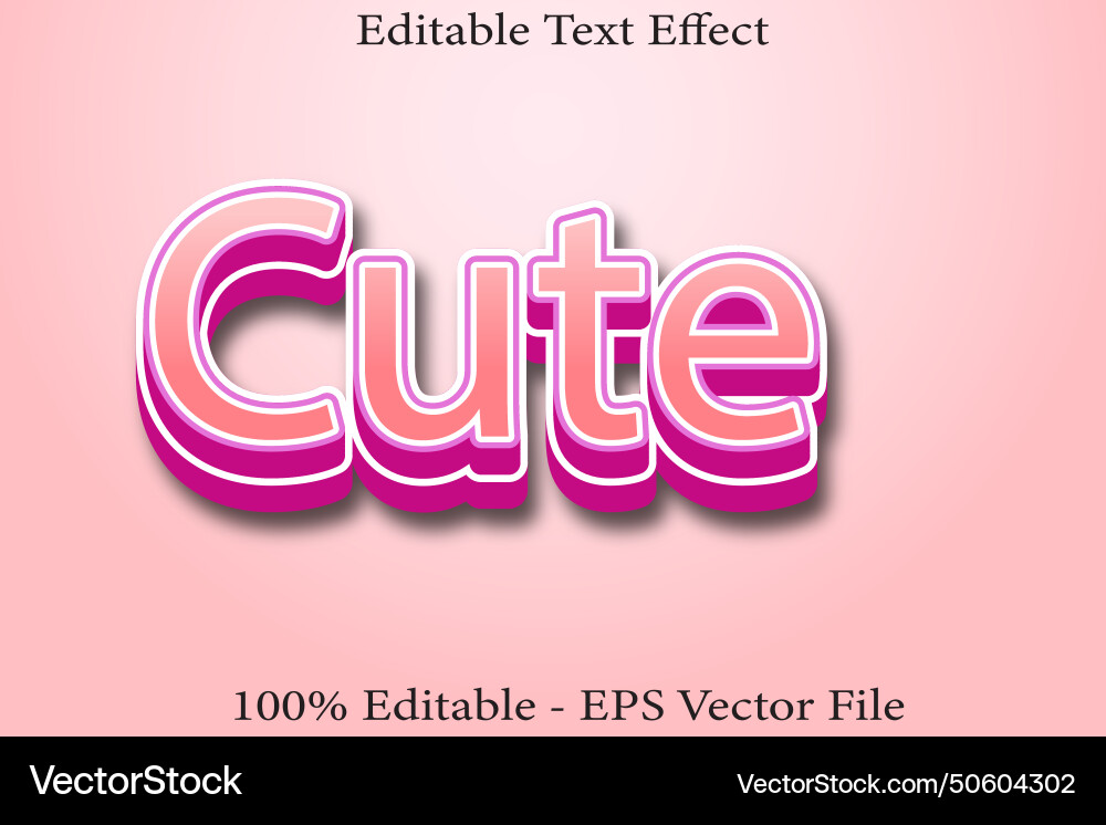 Cute editable text effect 3d emboss style design Cute editable text effect 3d emboss style design vector image