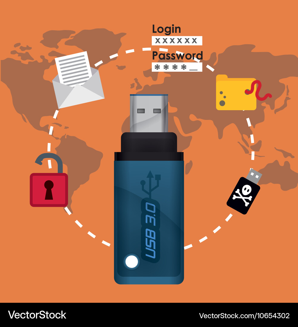 Cyber security system and media design vector image