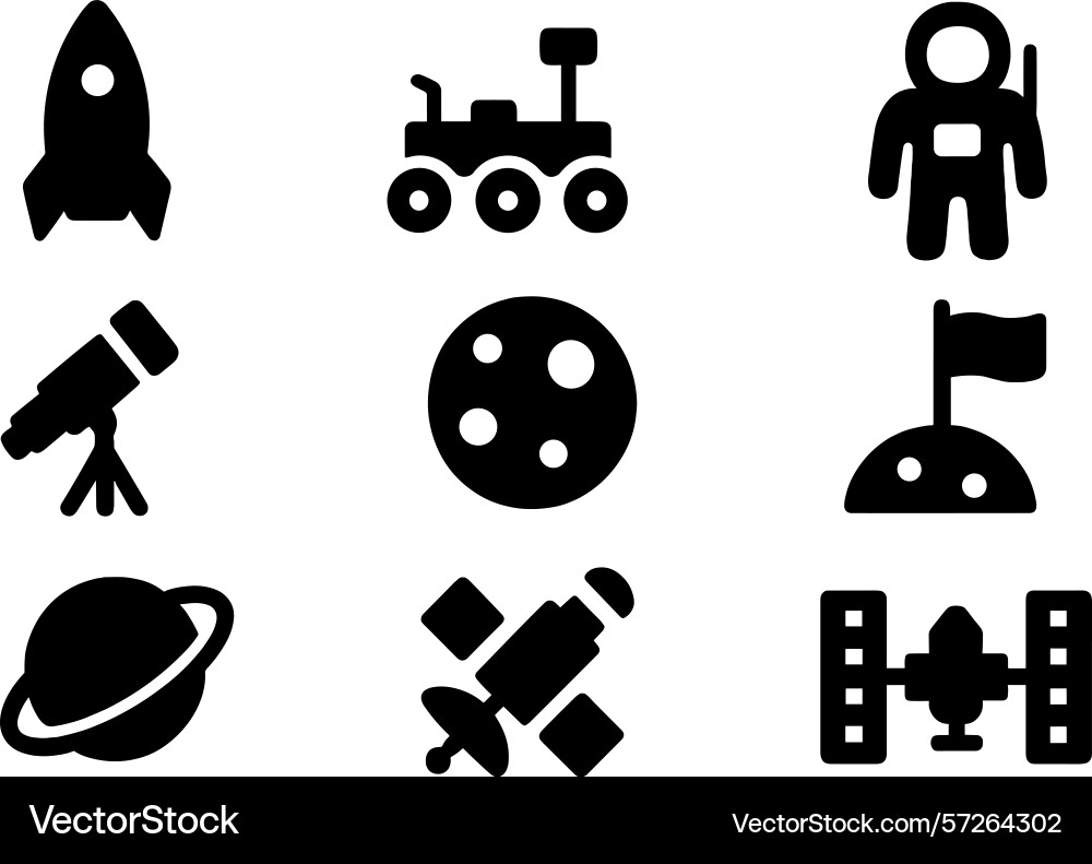 Exploring outer space with rockets rovers vector image