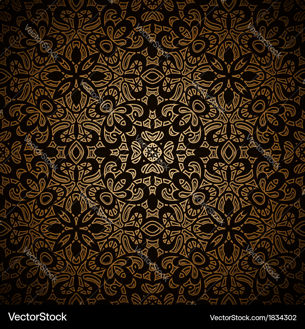 Gold Damask Pattern Vector Image