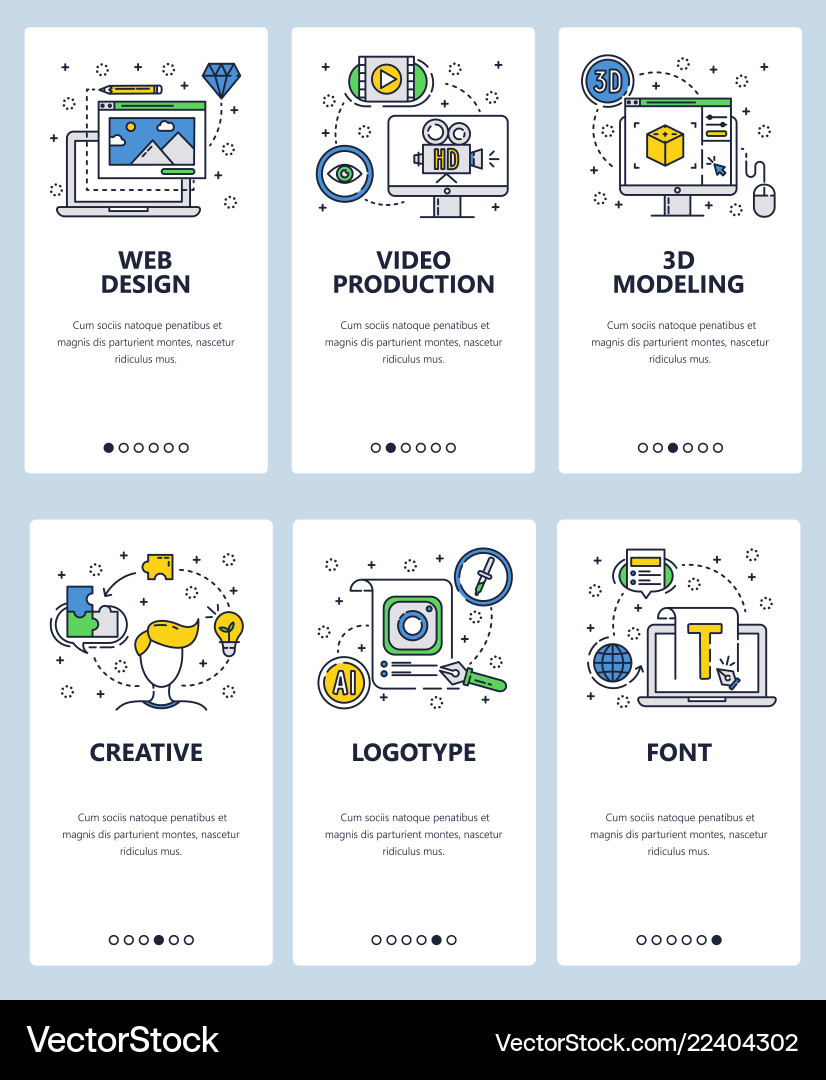 Line art web and mobile app template set vector image