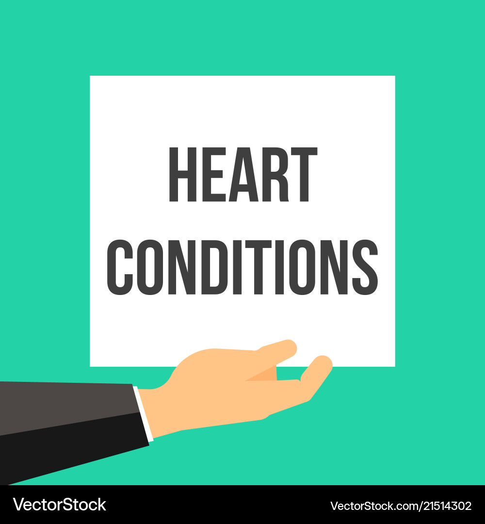 Man showing paper heart conditions text Man showing paper heart conditions text vector image