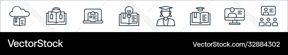 Online learning line icons linear set quality vector image