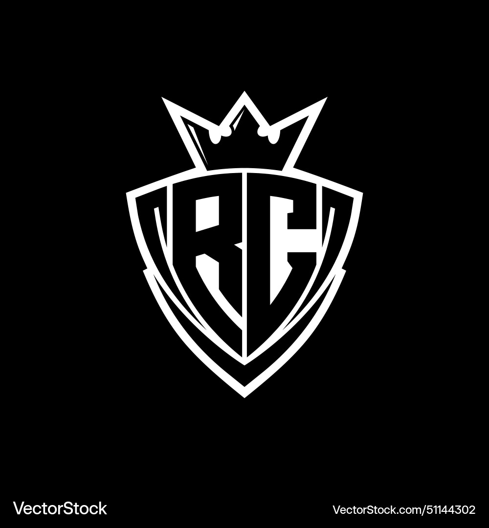Rc letter logo with sharp triangle shield shape Vector Image
