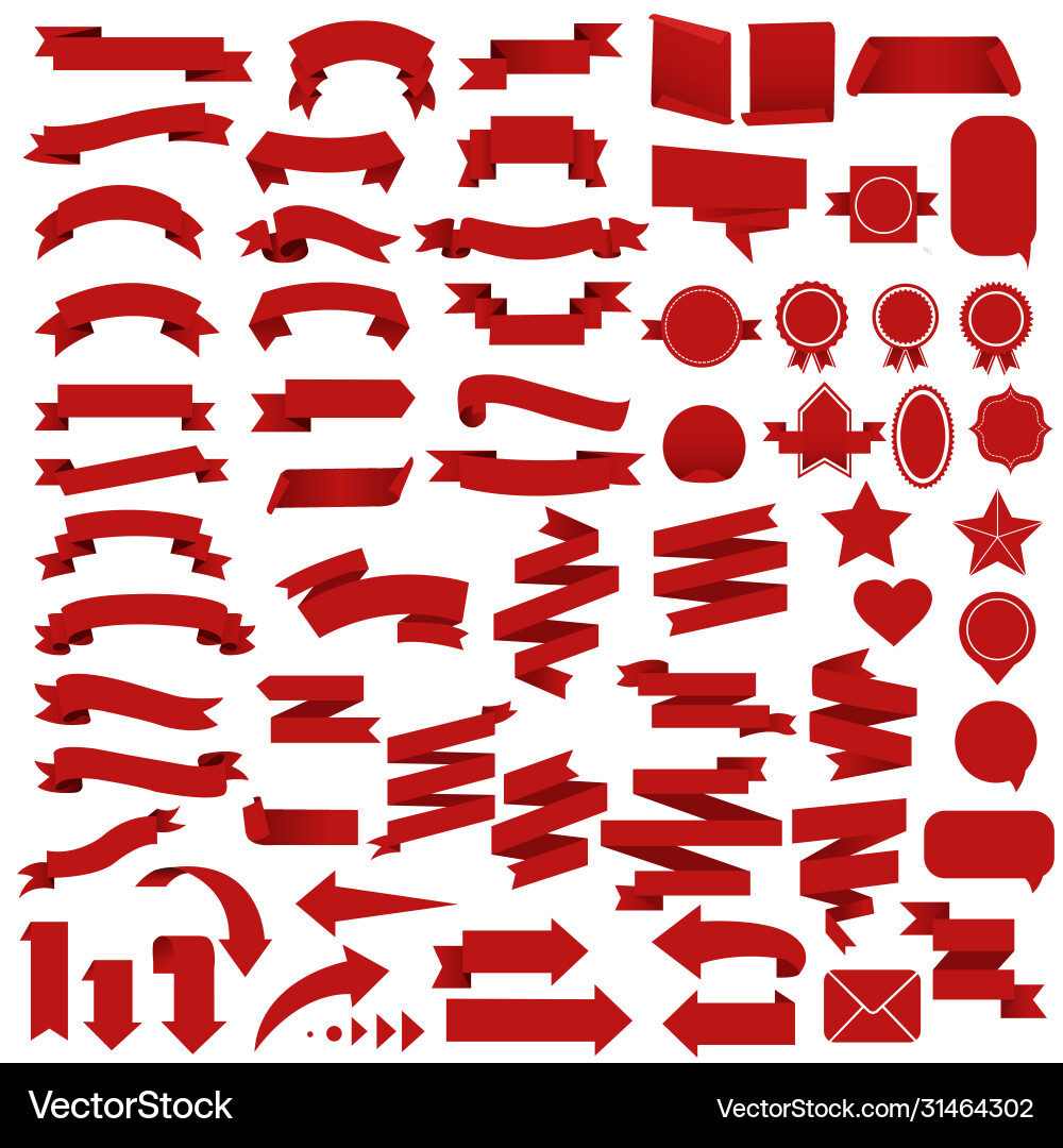 Red web ribbon set isolated Vector Image
