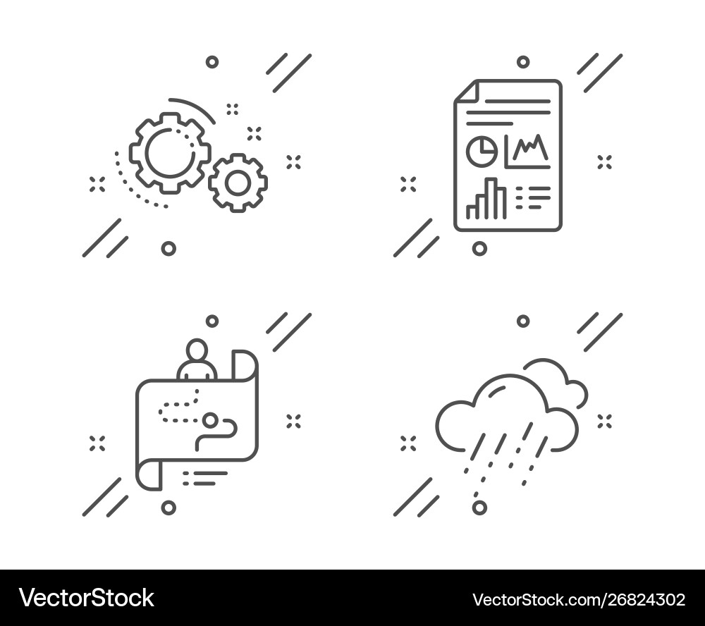 Report document journey path and gears icons set Report document journey path and gears icons set vector image