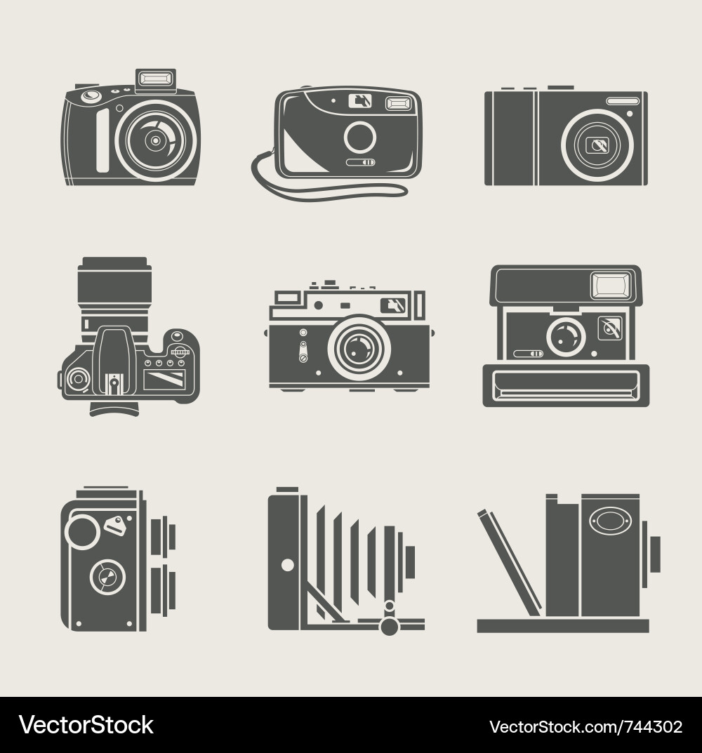 Retro Camera Icons Set Vector Image