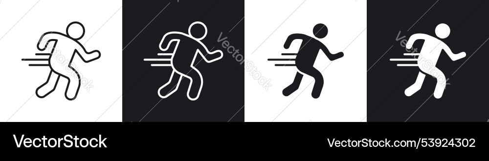 Running Man Icon Set - Speed & Motion Vector Image