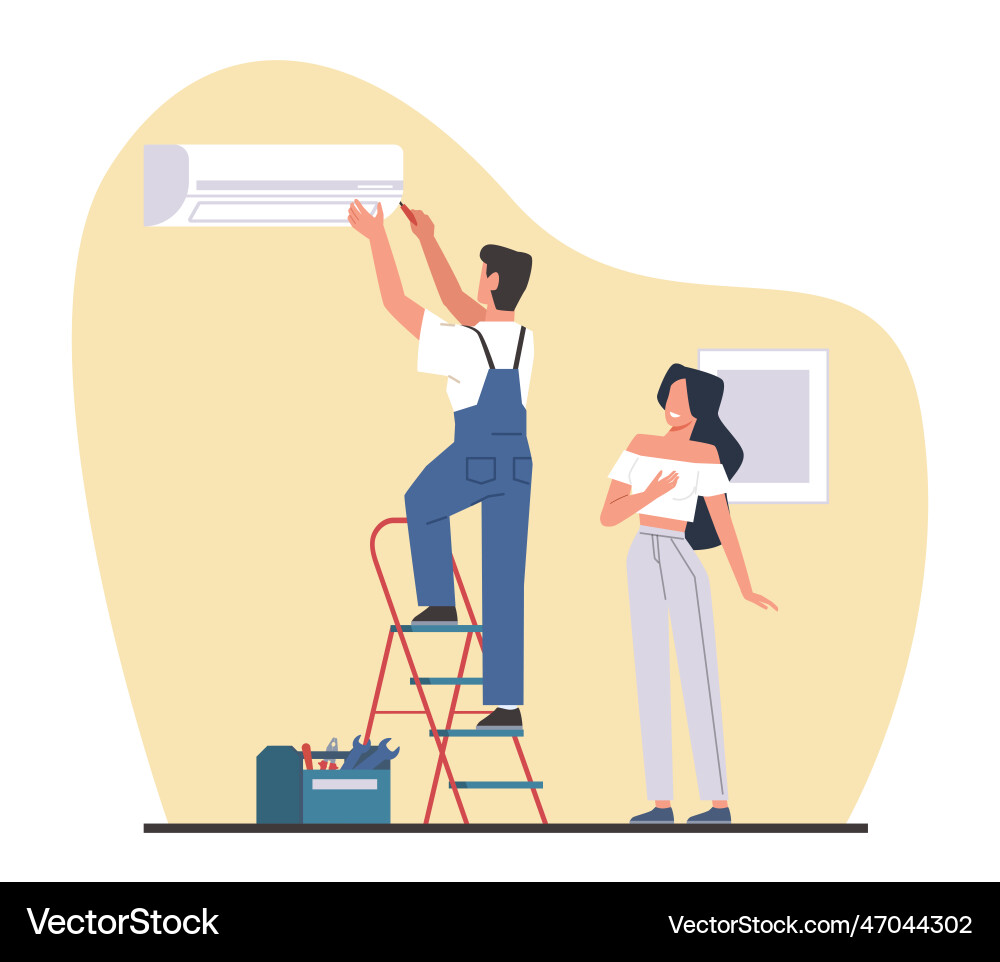 Service for installation and maintenance of air Service for installation and maintenance of air vector image