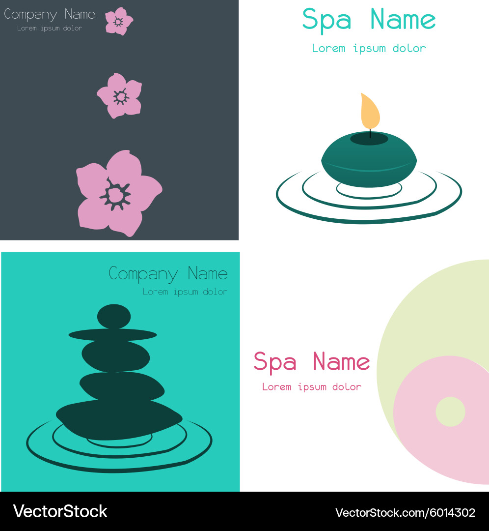 Set colored background with text and spa icons Vector Image
