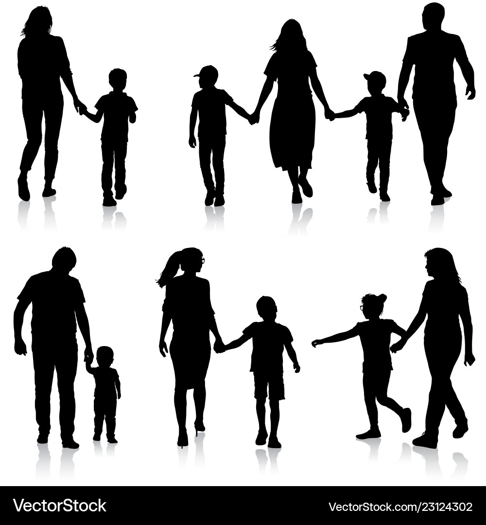 Set silhouette of happy family on a white Set silhouette of happy family on a white vector image