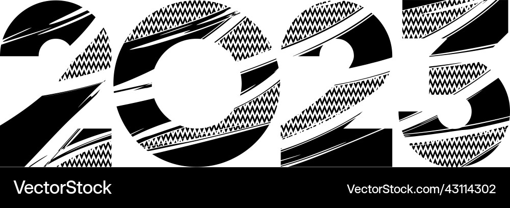 Shifted 2023 number design sliced pattern modern Vector Image