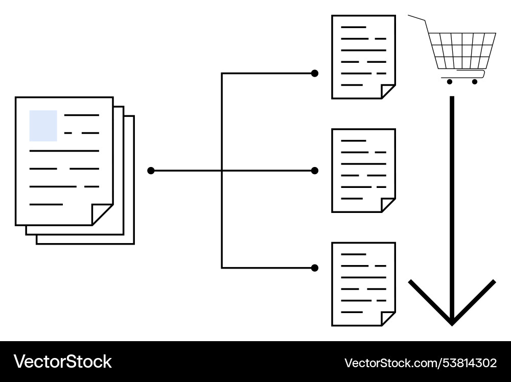 Shopping cart aggregation process flow diagram Shopping cart aggregation process flow diagram vector image