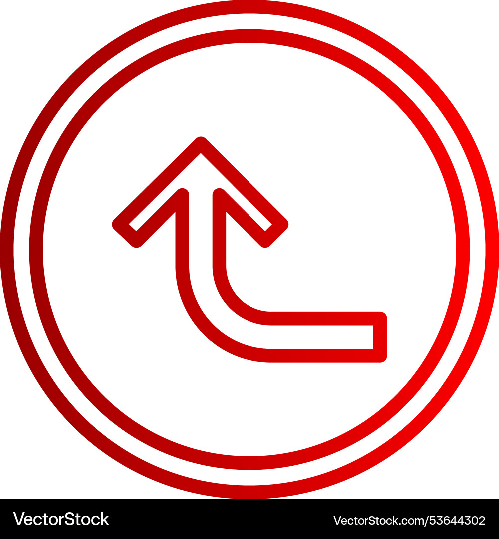 Turn down arrow line gradient icon Vector Image