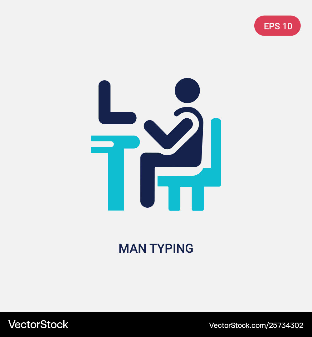 Two color man typing icon from behavior concept Two color man typing icon from behavior concept Vector Image