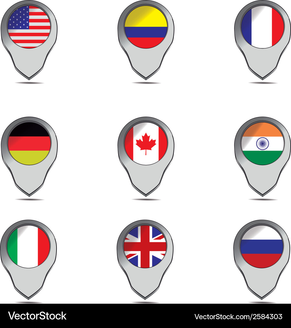 A set pins with some flags inside them Vector Image