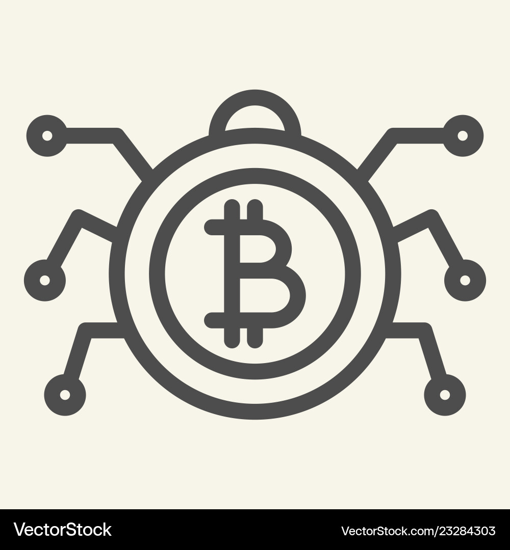 Bitcoin microchip line icon crypto chip Vector Image