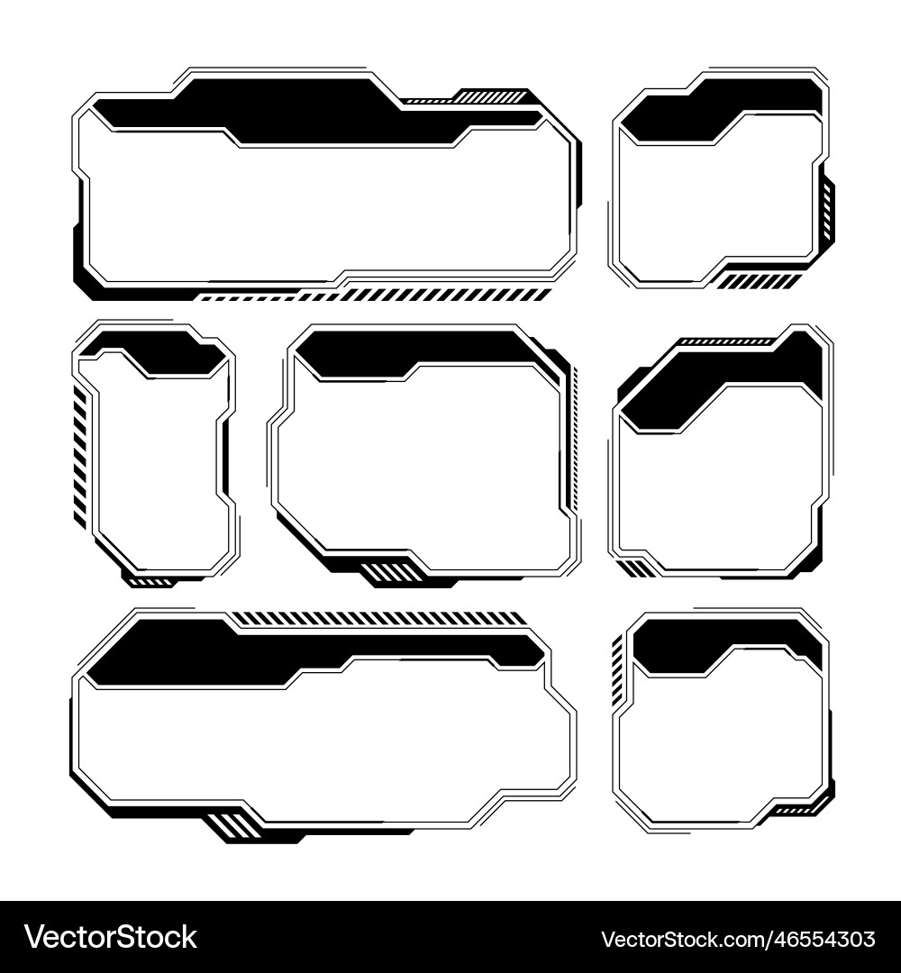 Black futuristic hud or ui elements sci-fi user Black futuristic hud or ui elements sci-fi user vector image