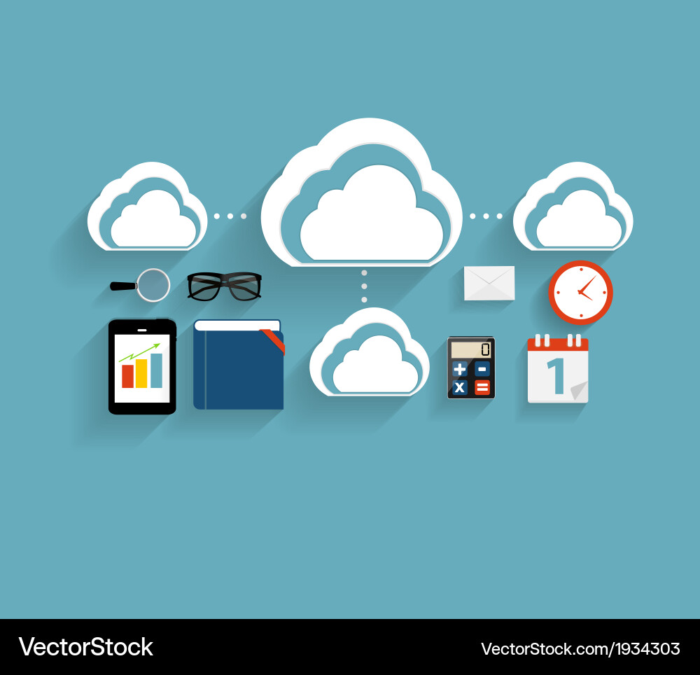Cloud computing concept on different electronic vector image